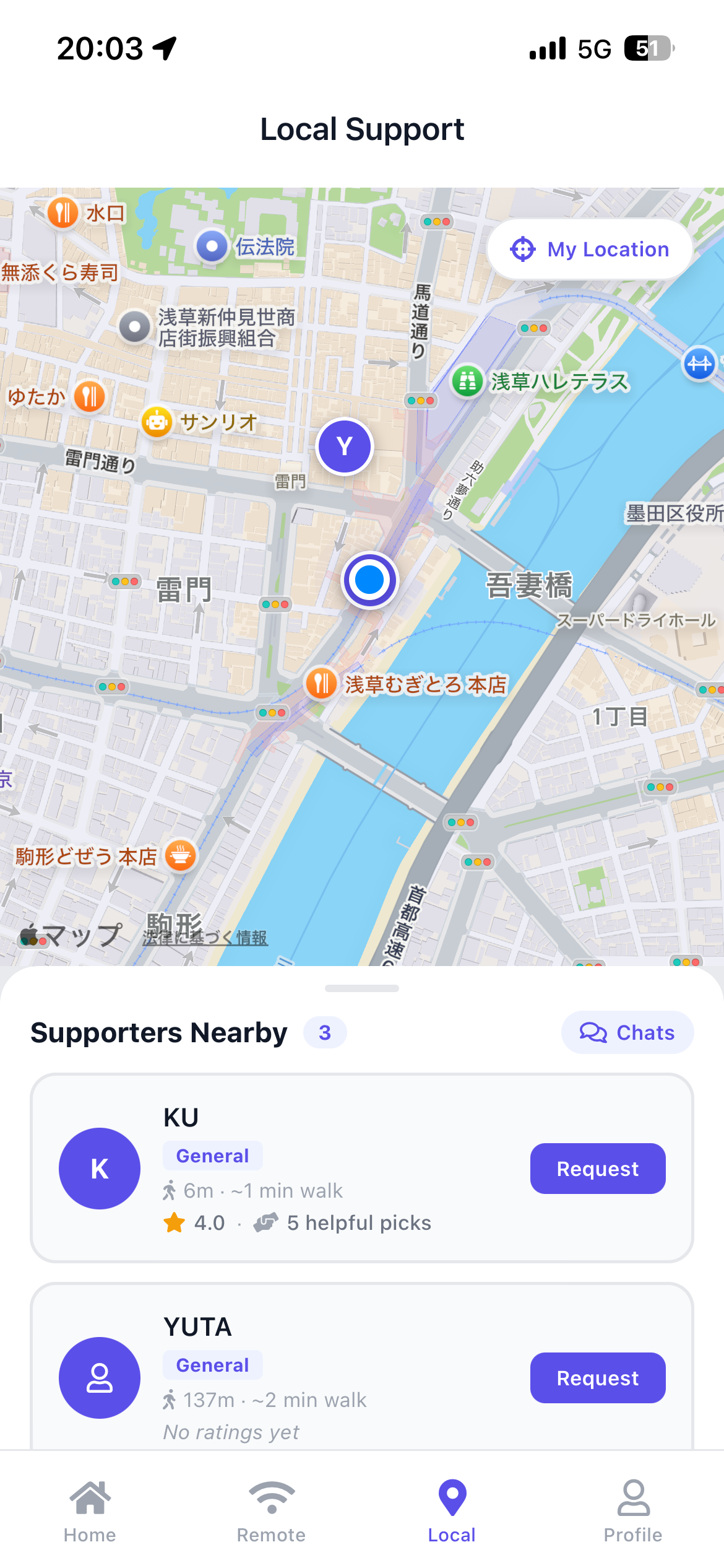 Local Support画面のスクリーンショット